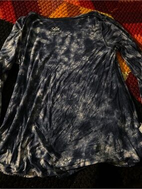 Justice Navy and White Tie-Dye Long Sleeve Top